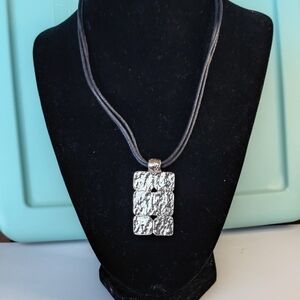 Cookie Lee Silver Textured Pendant Necklace